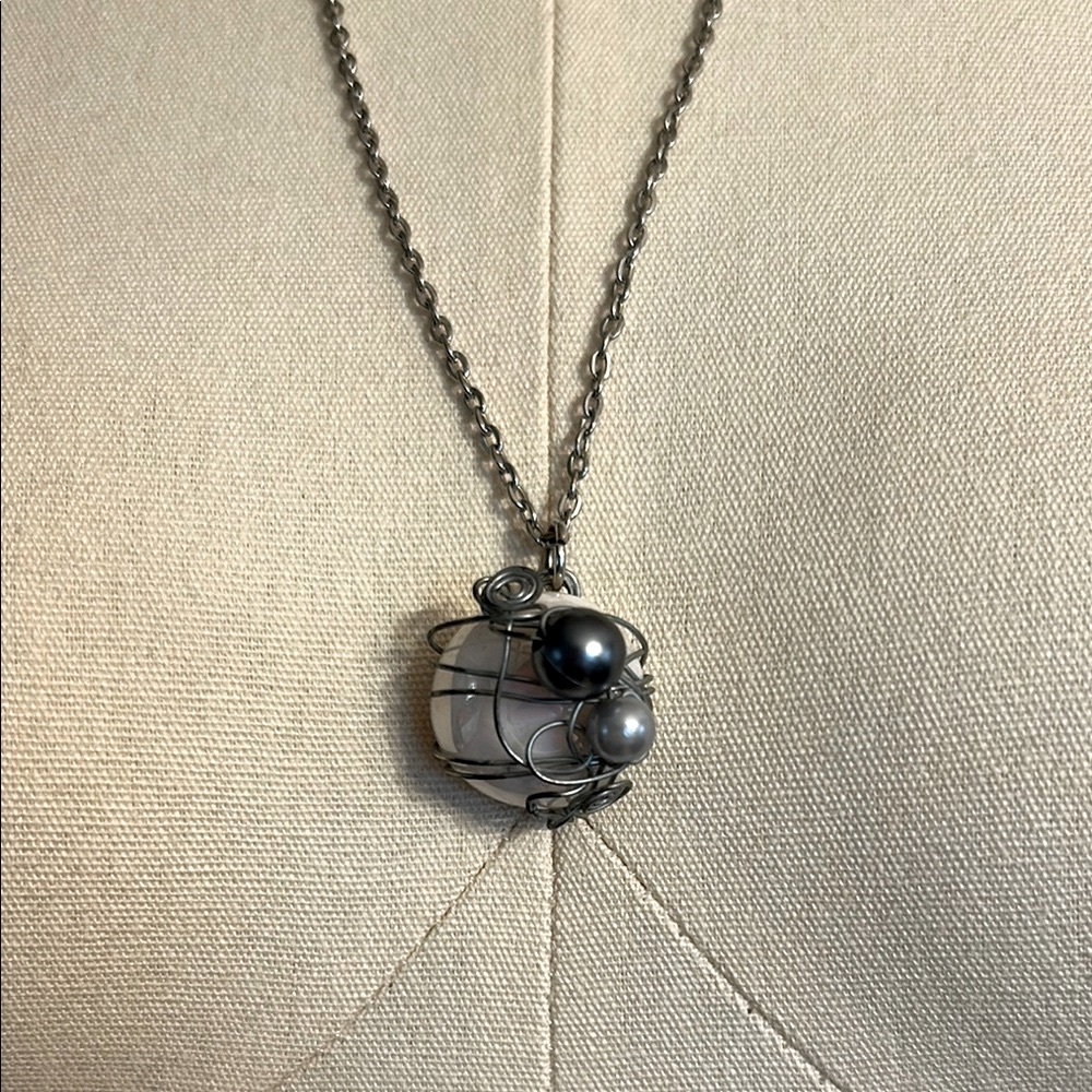 Wrapped Moonstone and Beads Handmade Necklace